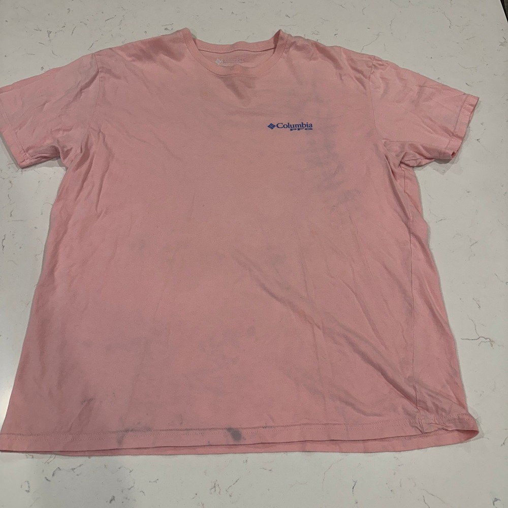 Columbia PFG Mens XL Pink Short Sleeve Cotton Graphic T-Shirt Fishing Tee